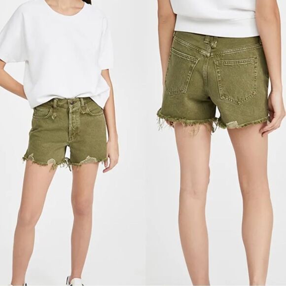 NWT Free People Makai Cut Off Shorts Size 26 Olive Green - Picture 6 of 11